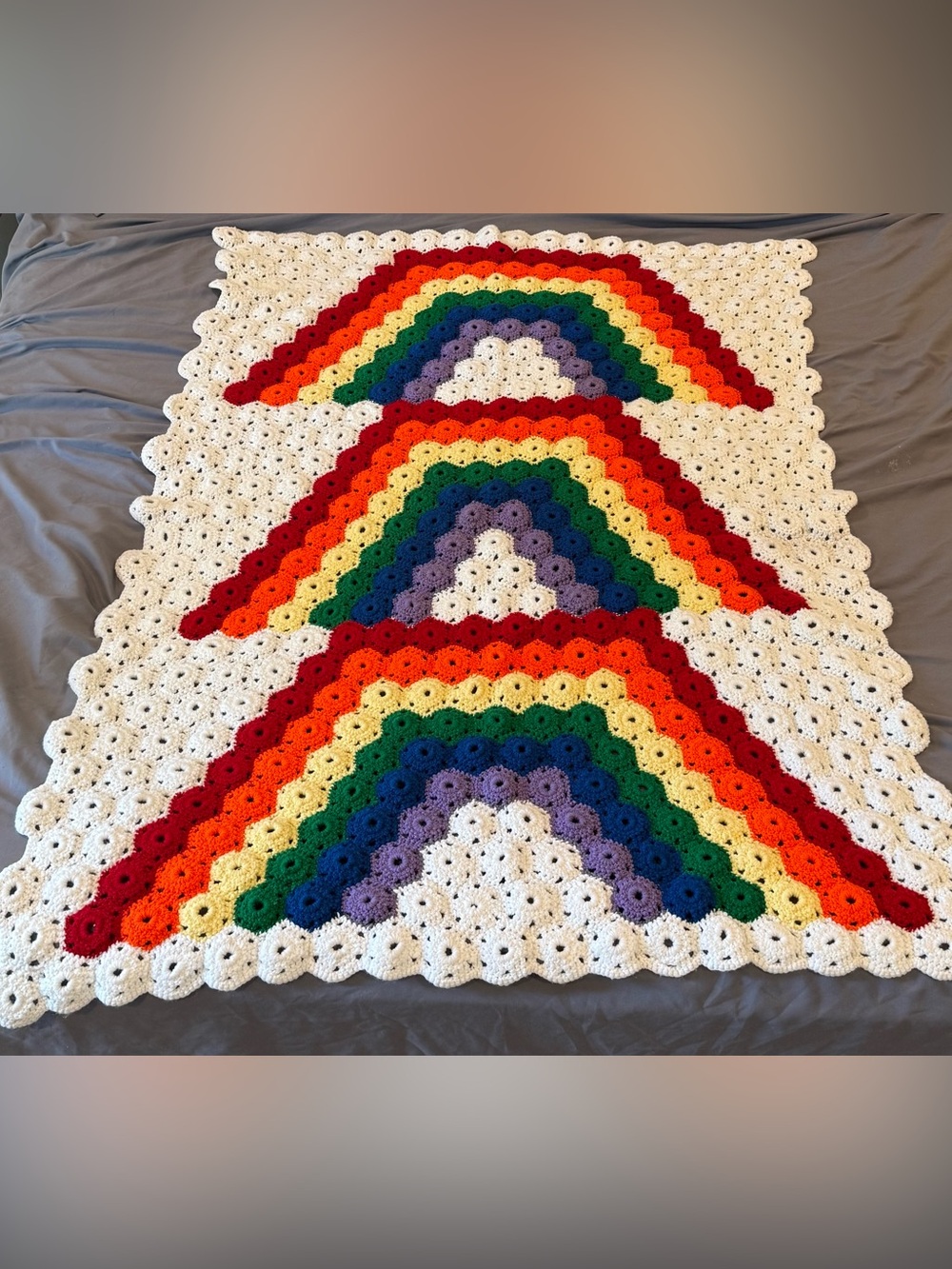 Handmade Crochet Rainbow Throw - Multicolor